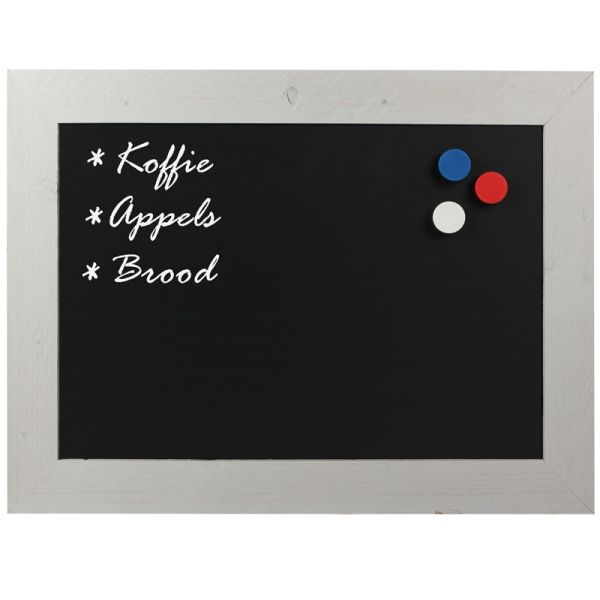 Magnetisch Krijtbord Steigerhout Wit 70x90cm	