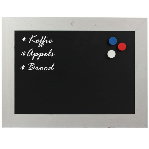 Magnetisch Krijtbord Steigerhout Wit 40x50 cm