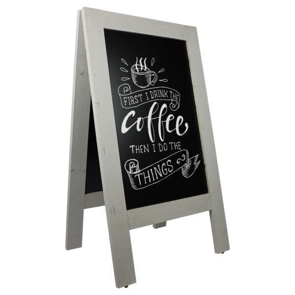 Krijtstoepbord Steigerhout 75x135cm Zijaanzicht